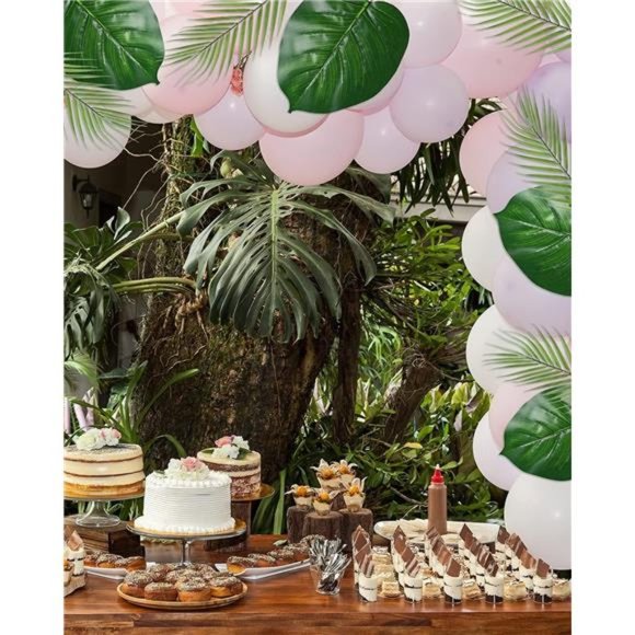 78Pieces 9Kinds Artificial Tropical Leaf Jungle Leaves Golden Plant SafariLeaves - Picture 5 of 7